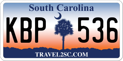SC license plate KBP536
