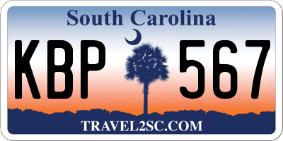 SC license plate KBP567