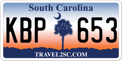SC license plate KBP653