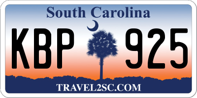 SC license plate KBP925