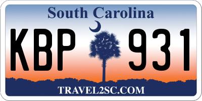 SC license plate KBP931
