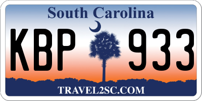 SC license plate KBP933