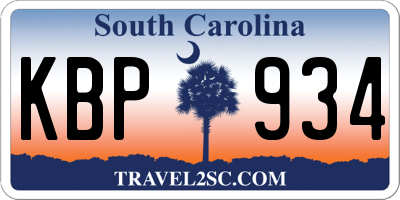 SC license plate KBP934
