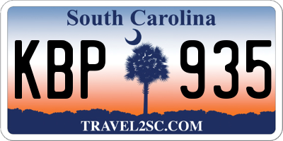 SC license plate KBP935
