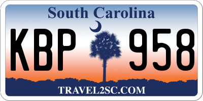 SC license plate KBP958