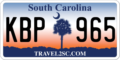 SC license plate KBP965