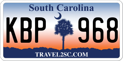 SC license plate KBP968
