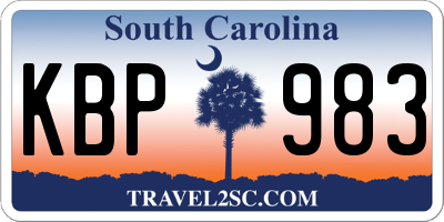 SC license plate KBP983