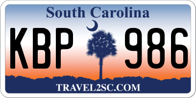 SC license plate KBP986