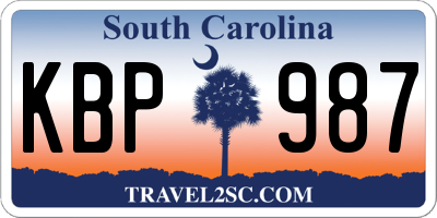 SC license plate KBP987
