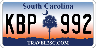 SC license plate KBP992