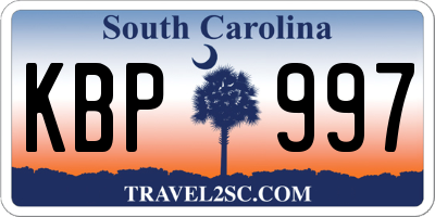 SC license plate KBP997