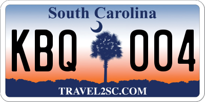 SC license plate KBQ004
