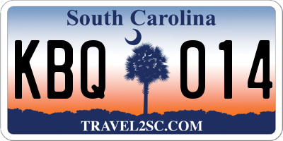 SC license plate KBQ014