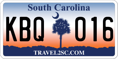 SC license plate KBQ016