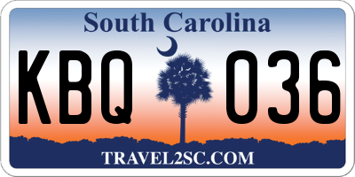 SC license plate KBQ036