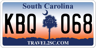 SC license plate KBQ068