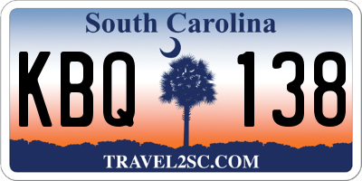 SC license plate KBQ138