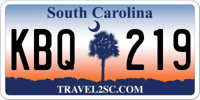 SC license plate KBQ219