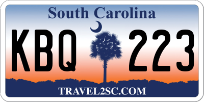 SC license plate KBQ223