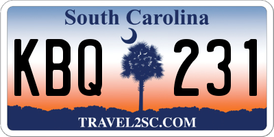 SC license plate KBQ231