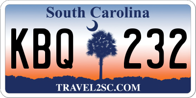 SC license plate KBQ232