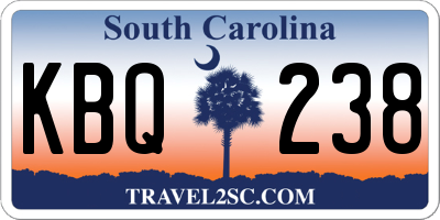 SC license plate KBQ238