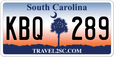 SC license plate KBQ289