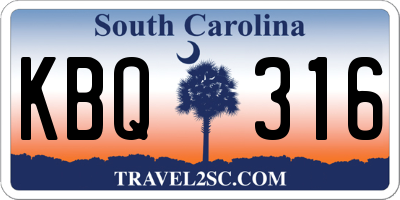 SC license plate KBQ316