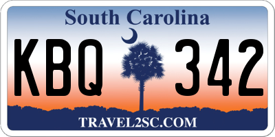 SC license plate KBQ342