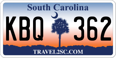 SC license plate KBQ362