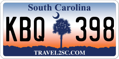 SC license plate KBQ398