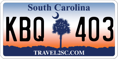 SC license plate KBQ403