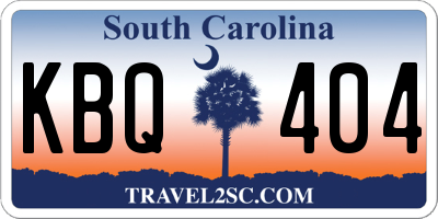 SC license plate KBQ404