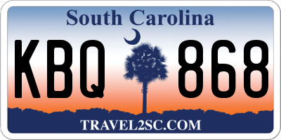 SC license plate KBQ868