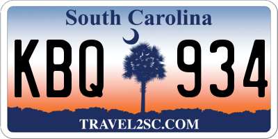 SC license plate KBQ934