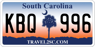 SC license plate KBQ996