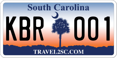 SC license plate KBR001
