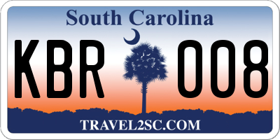 SC license plate KBR008