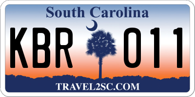SC license plate KBR011