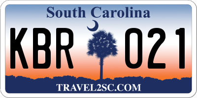 SC license plate KBR021
