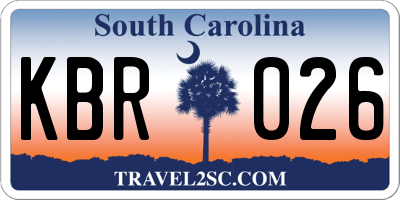 SC license plate KBR026