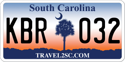 SC license plate KBR032
