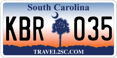 SC license plate KBR035