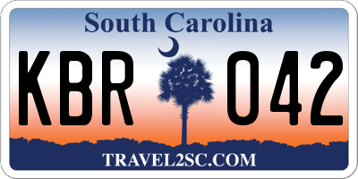 SC license plate KBR042