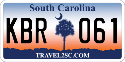 SC license plate KBR061
