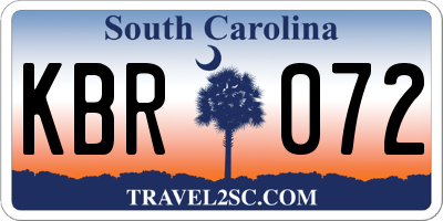 SC license plate KBR072