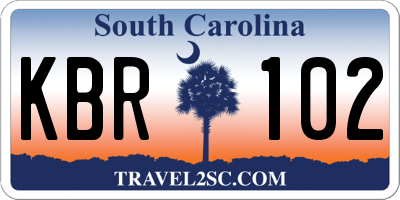 SC license plate KBR102