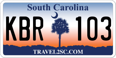 SC license plate KBR103