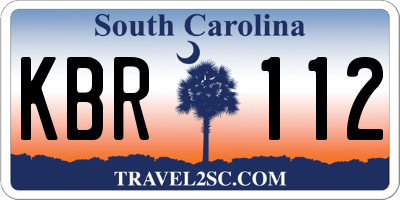 SC license plate KBR112